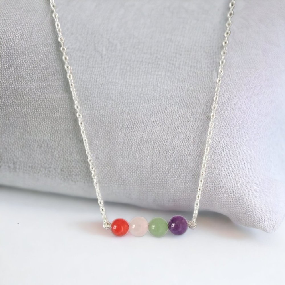 Sterling Silver Multi-Color Gemstone Necklace